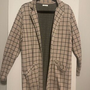 Maurices Tan Plaid Longline Open Front Coatigan – Size XL